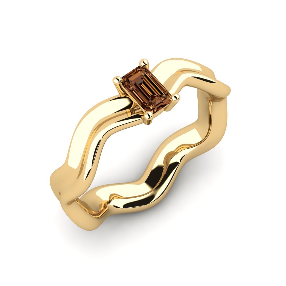 Diamante café Anillo de compromiso Gungtes - Emerald