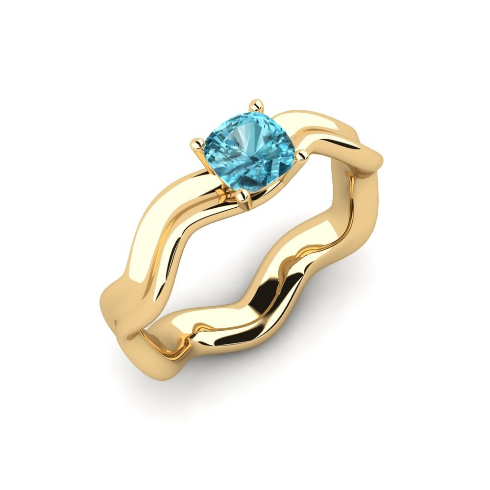 Zircon Bleu Bague de fiançailles Gungtes - Cushion