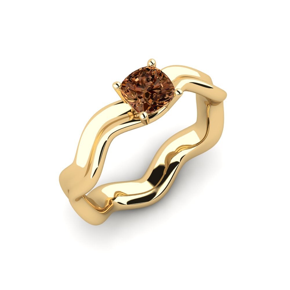 Diamante café Anillo de compromiso Gungtes - Cushion