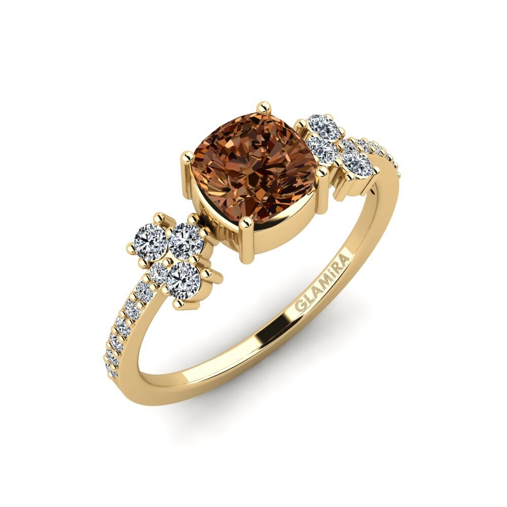 Cushion Brown Diamond Engagement Ring Hamdan - Cushion