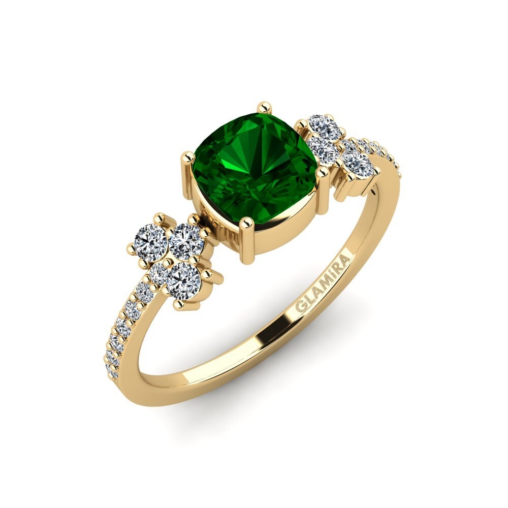 Cushion Green Zirconia Engagement Ring Hamdan - Cushion