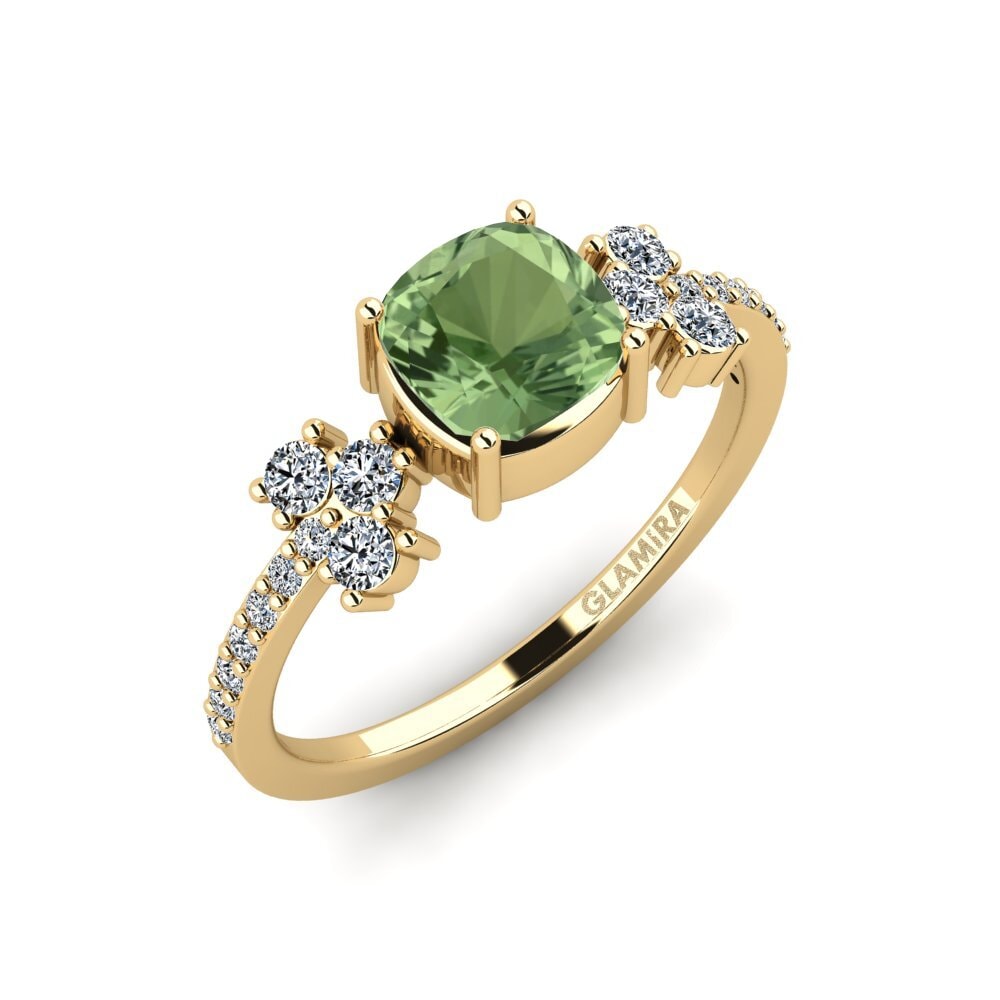 Cushion Green Sapphire Engagement Ring Hamdan - Cushion