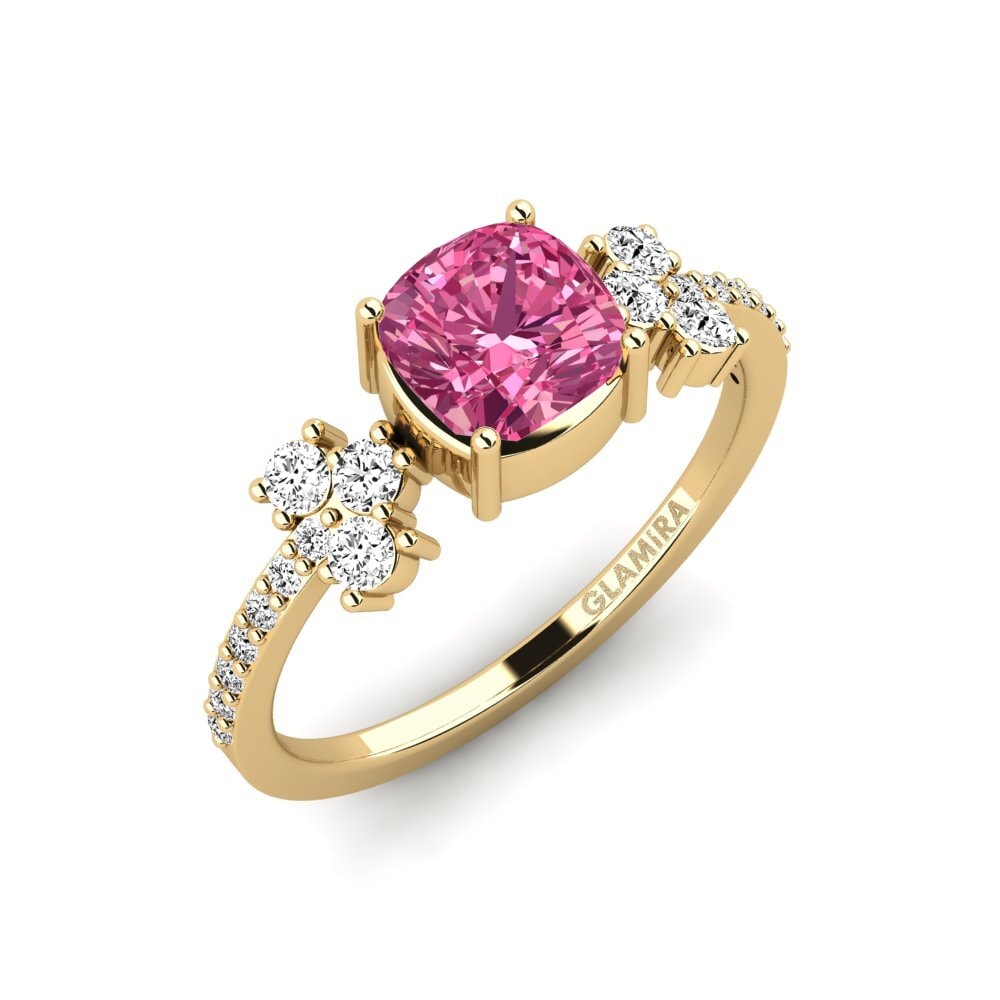 Cushion Pink Tourmaline Engagement Ring Hamdan - Cushion