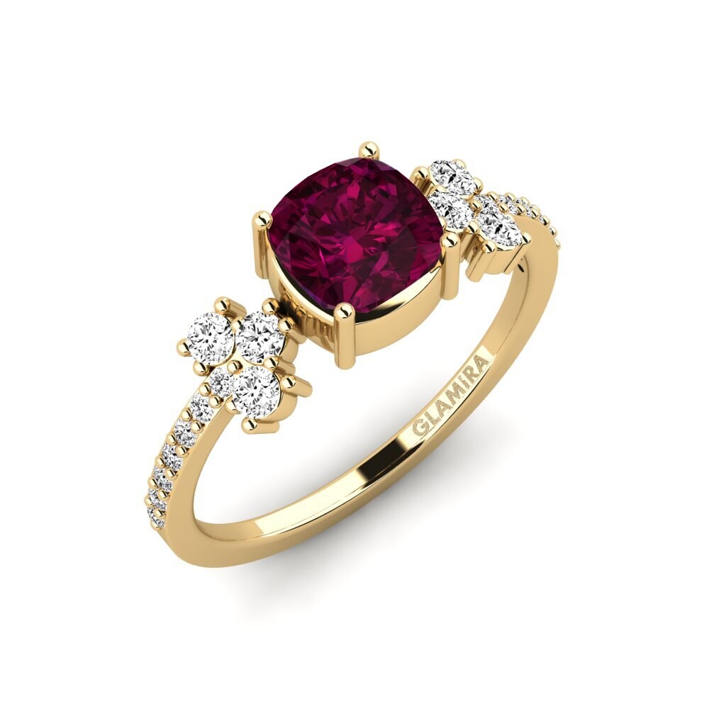 Cushion Rhodolite Garnet Engagement Ring Hamdan - Cushion
