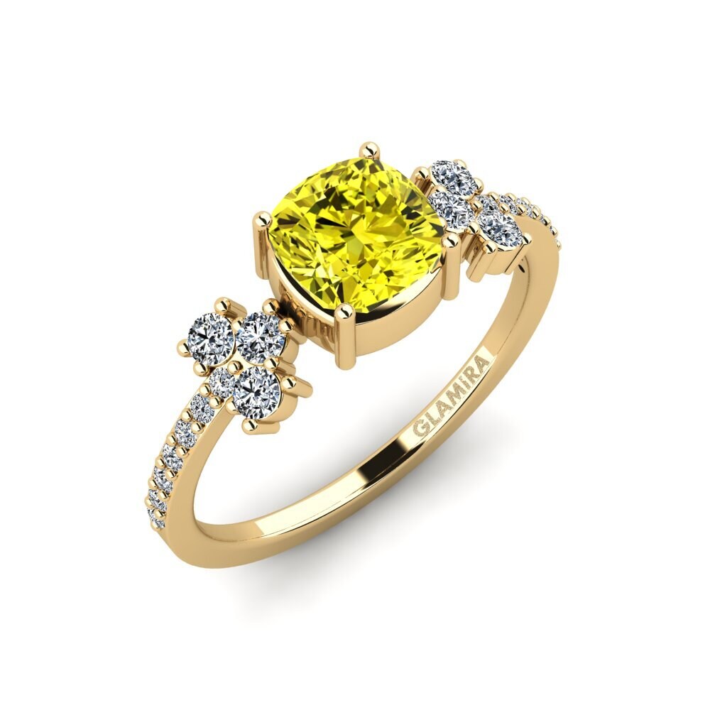 Cushion Yellow Diamond Engagement Ring Hamdan - Cushion