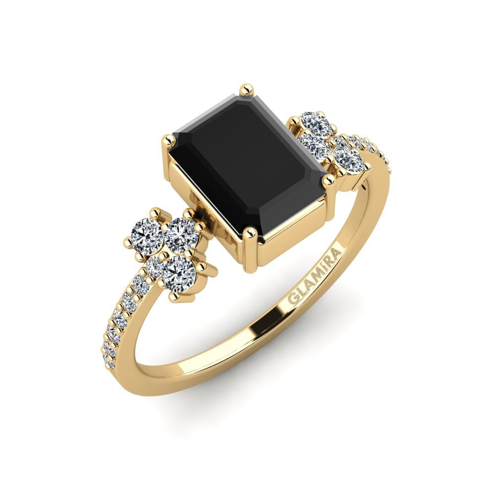Black Diamond Engagement Ring Hamdan - Emerald