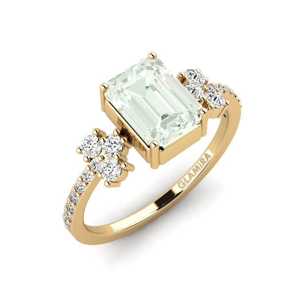 Emerald Cut Green Amethyst Engagement Ring Hamdan - Emerald