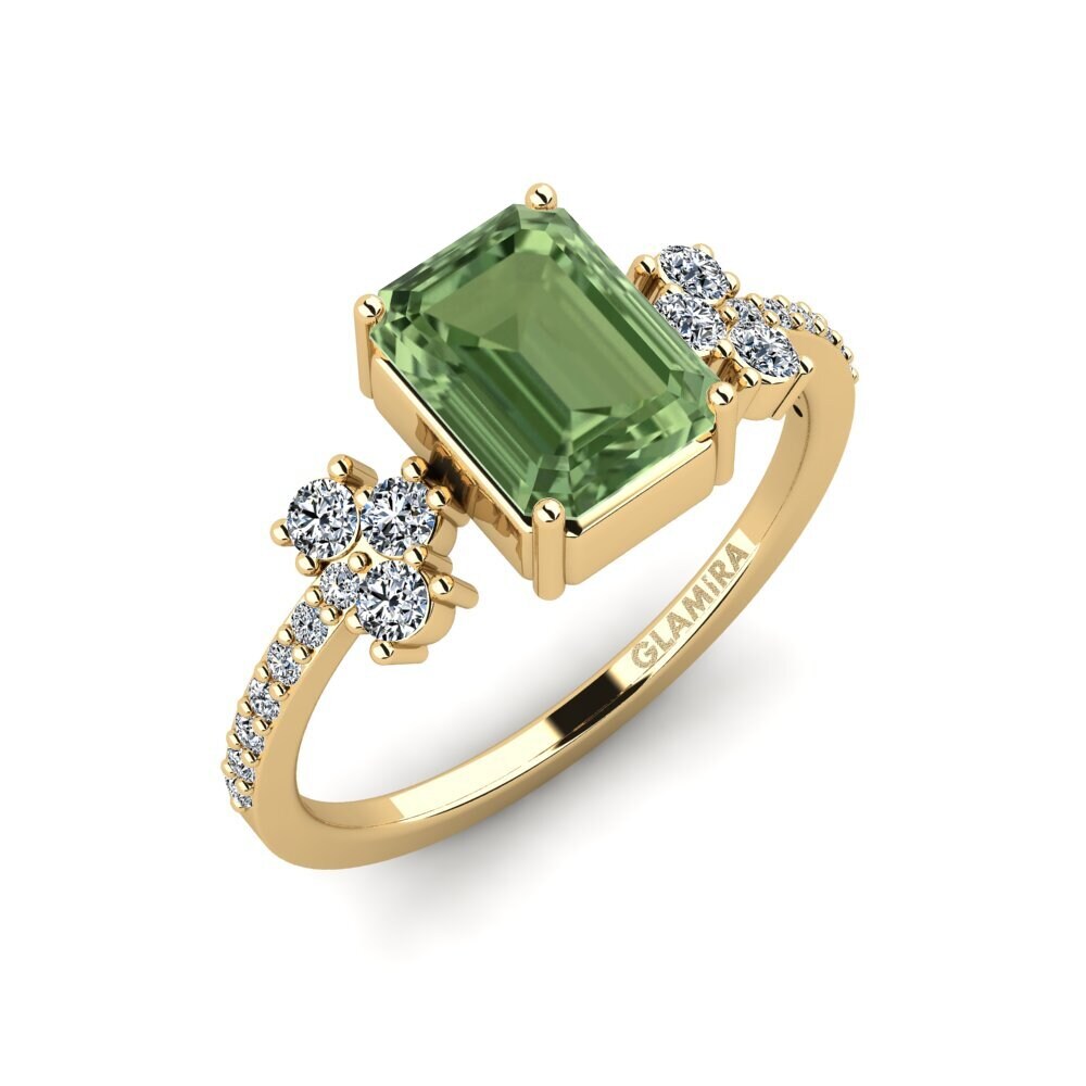 Emerald Cut Green Sapphire Engagement Ring Hamdan - Emerald