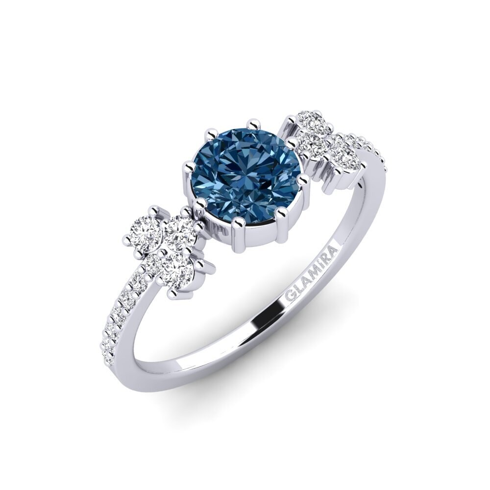 Bague De Fiançailles Or Blanc 14 Carats Avec Diamants Simulés - Taille US 8.5, Personnalisable