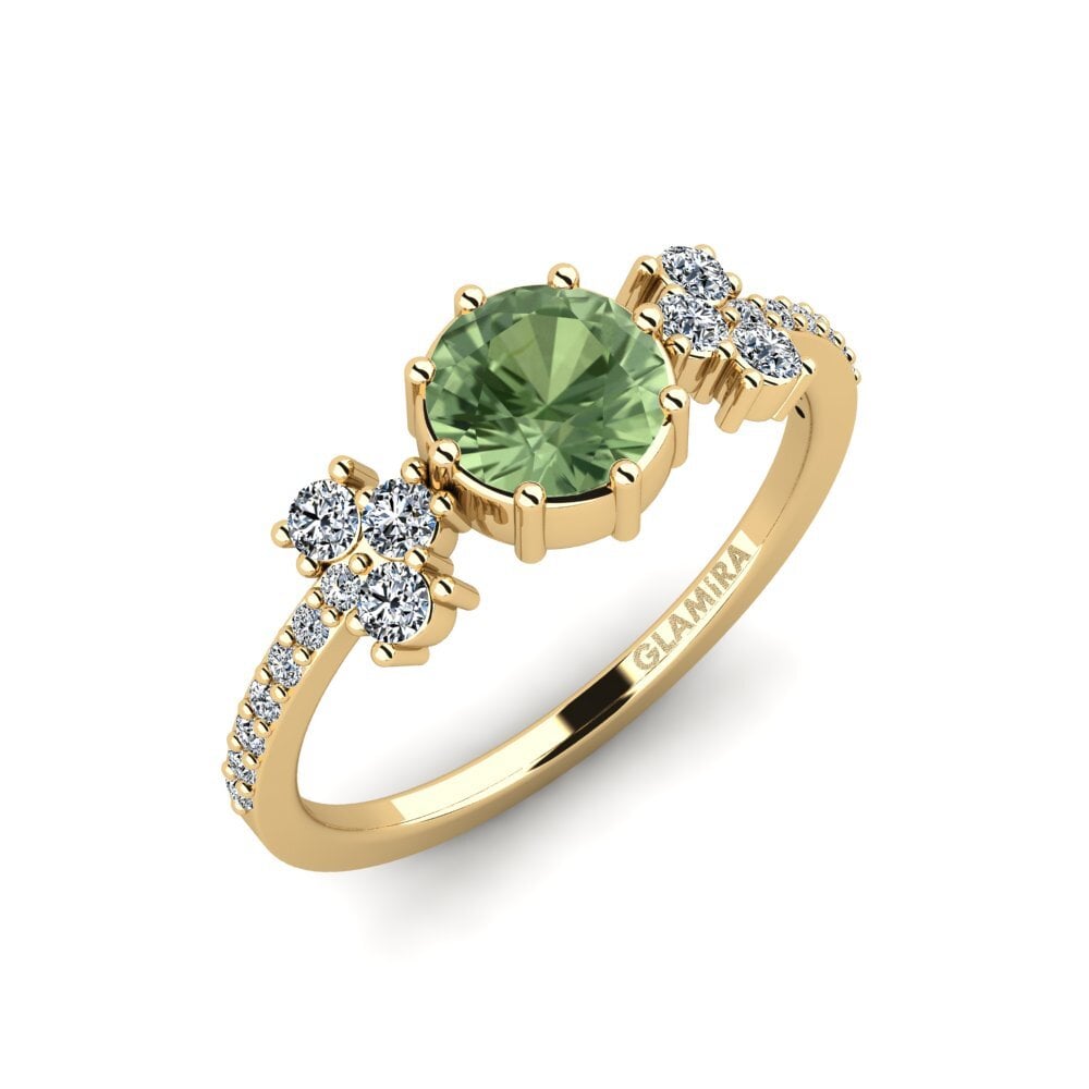 Green Sapphire Engagement Ring Hamdan - Round