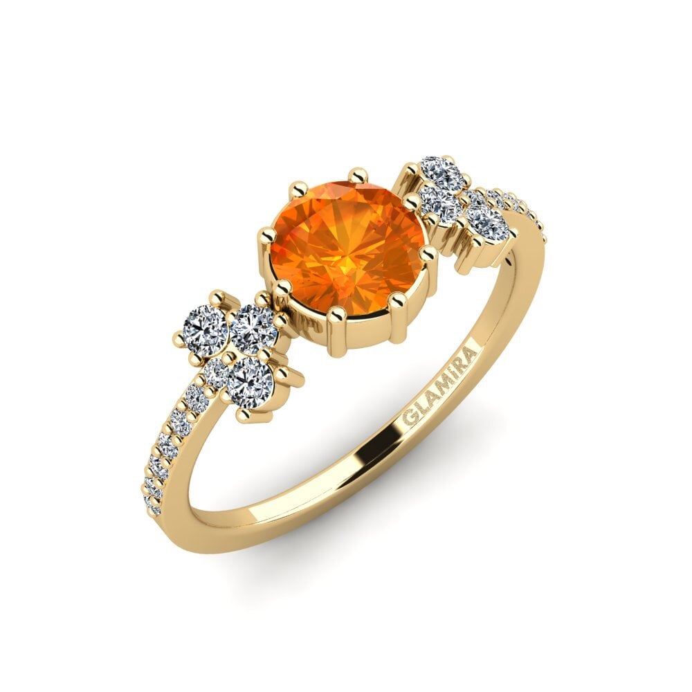 Orange Sapphire Engagement Ring Hamdan - Round