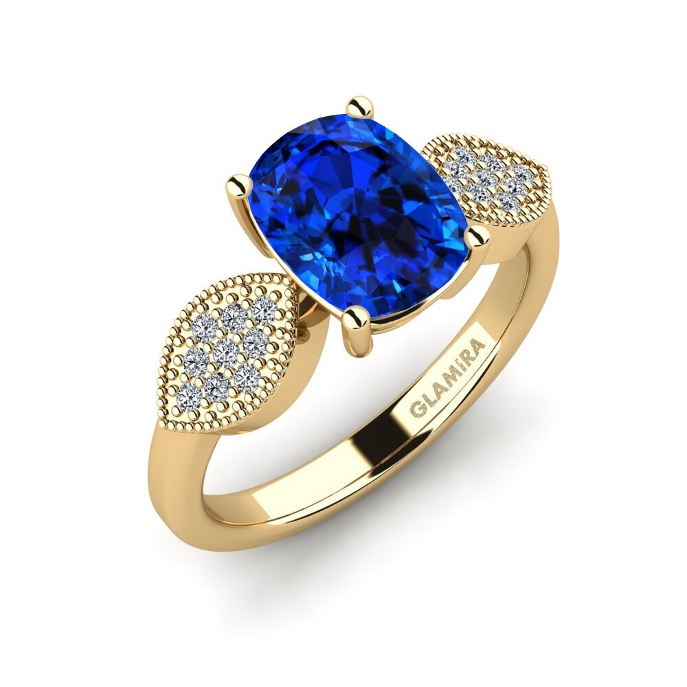 Safiro (Creado en Laboratorio) Anillo de compromiso Hatin - Cushion