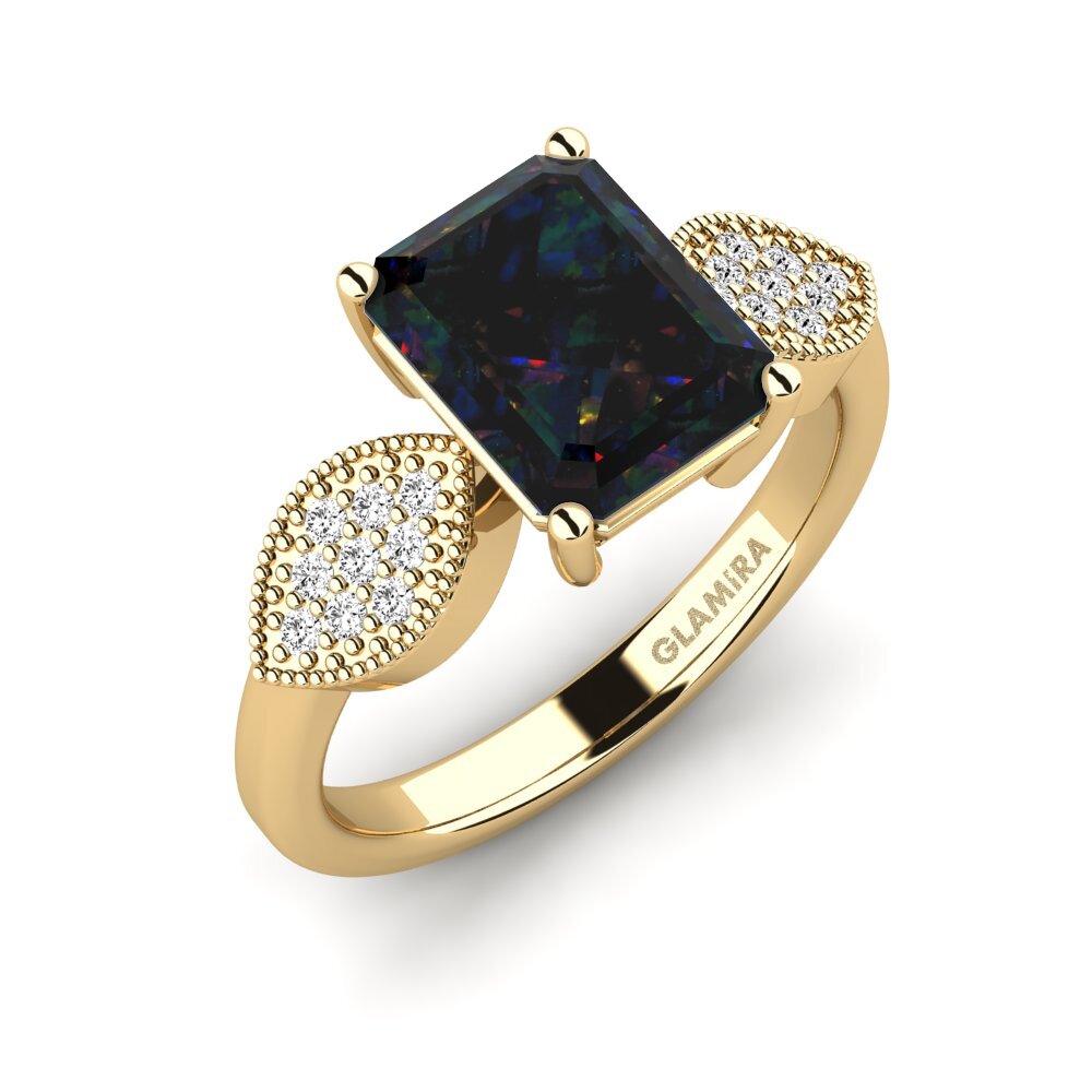 Black Opal Engagement Ring Hatin - Emerald