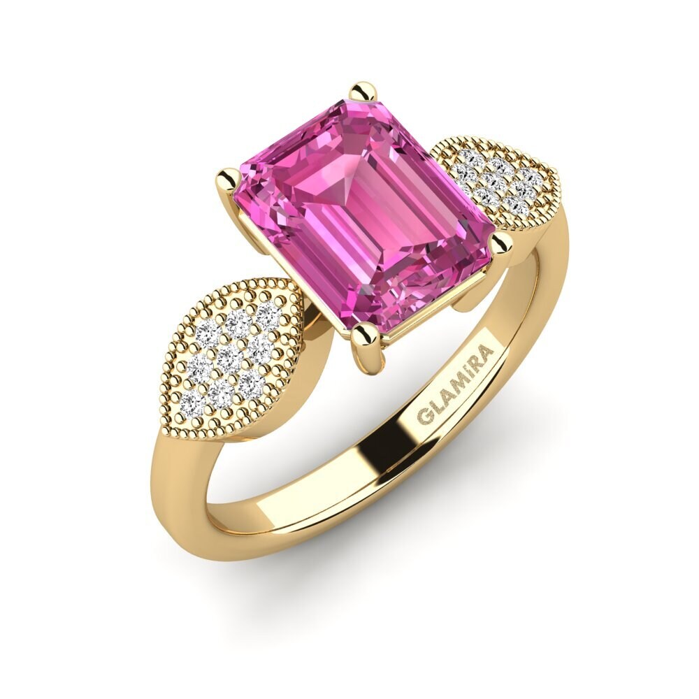 Topázio Rosa Anel de Noivado Hatin - Emerald