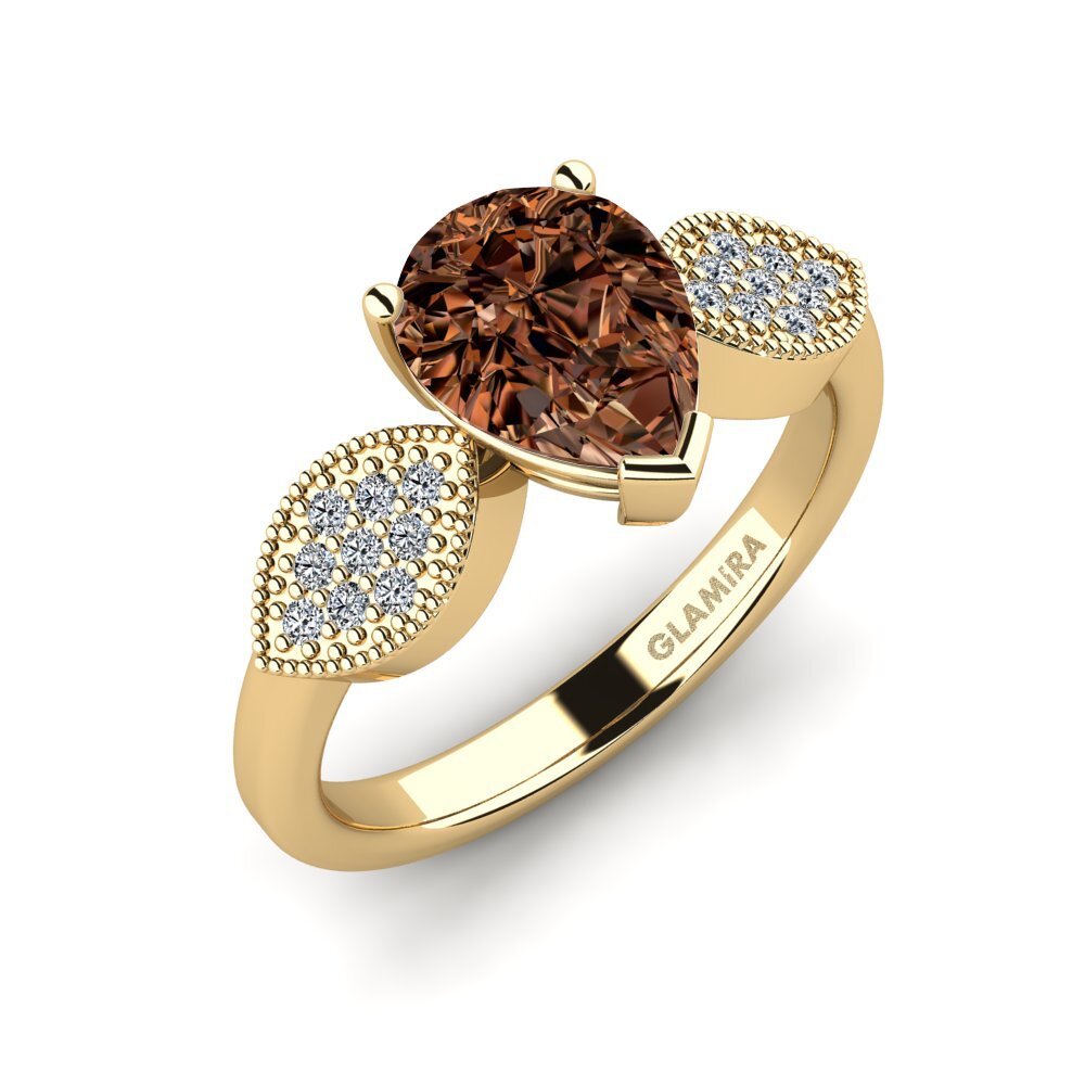Diamante café Anillo de compromiso Hatin - Pear