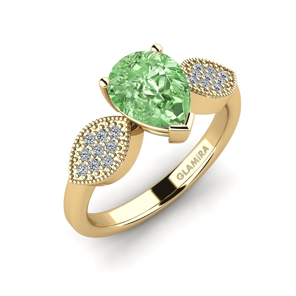 Diamante Verde Anillo de compromiso Hatin - Pear