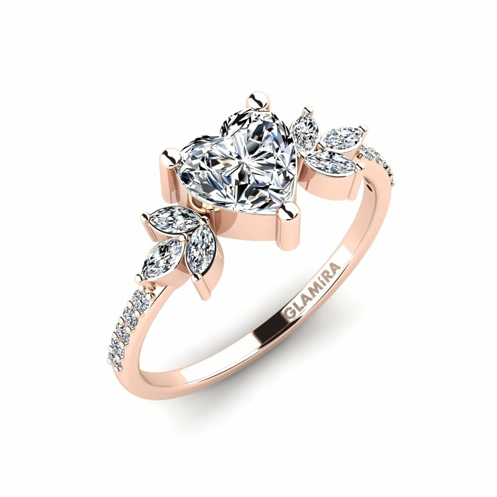 14k Oro Rosa Anillo de compromiso Irice - Heart
