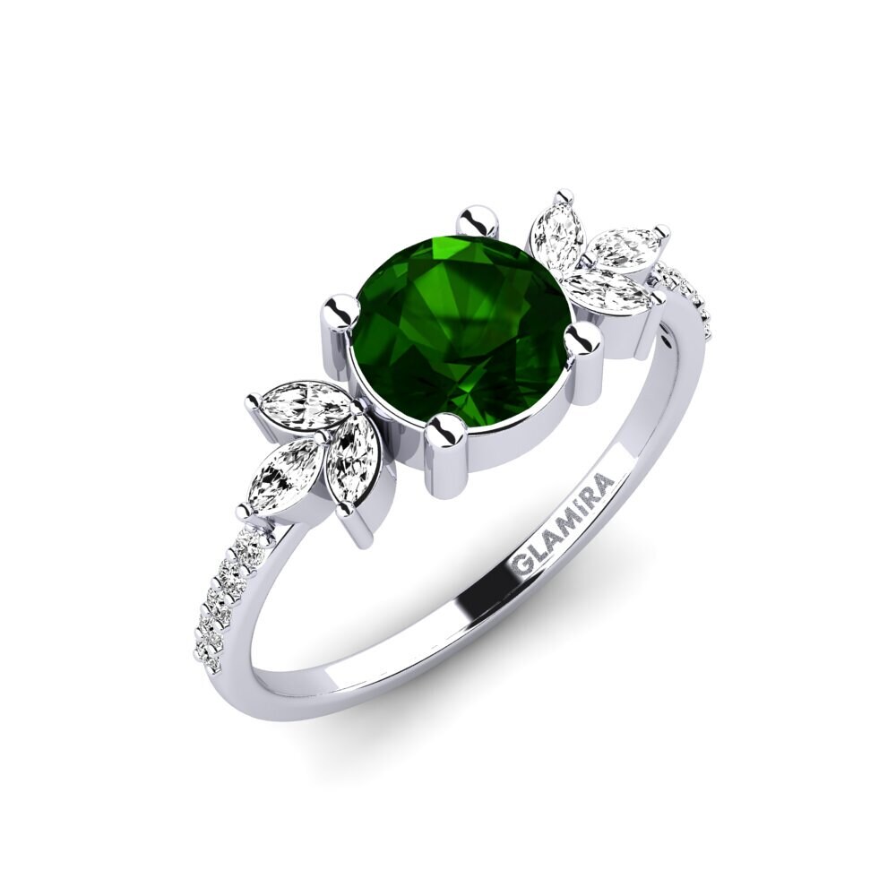 925 Prata de lei Turmalina Verde Anel de Noivado Irice - Round