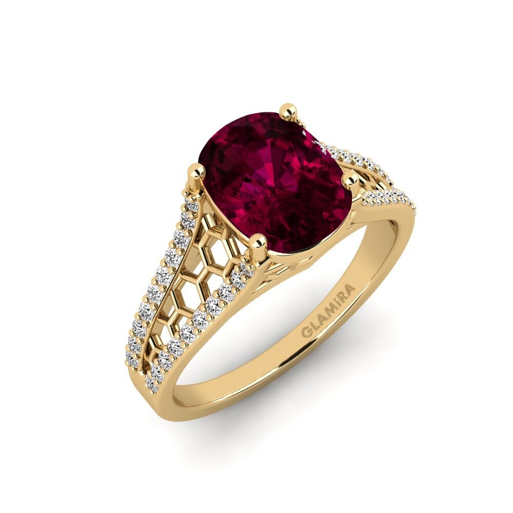 Cushion Rhodolite Garnet Engagement Ring Jubda - Cushion