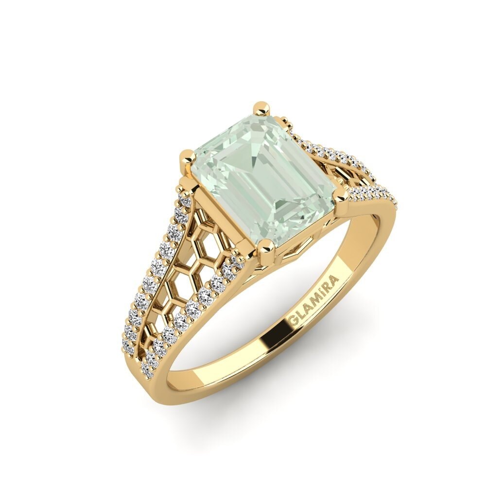 Emerald Cut Green Amethyst Engagement Ring Jubda - Emerald