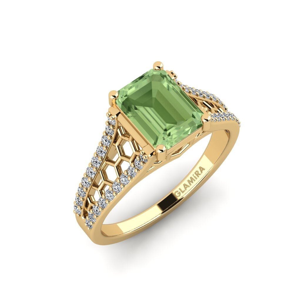Emerald Cut Green Sapphire Engagement Ring Jubda - Emerald