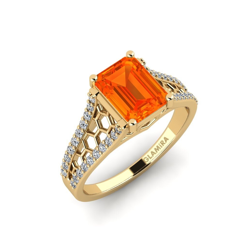 Orange Sapphire Engagement Ring Jubda - Emerald