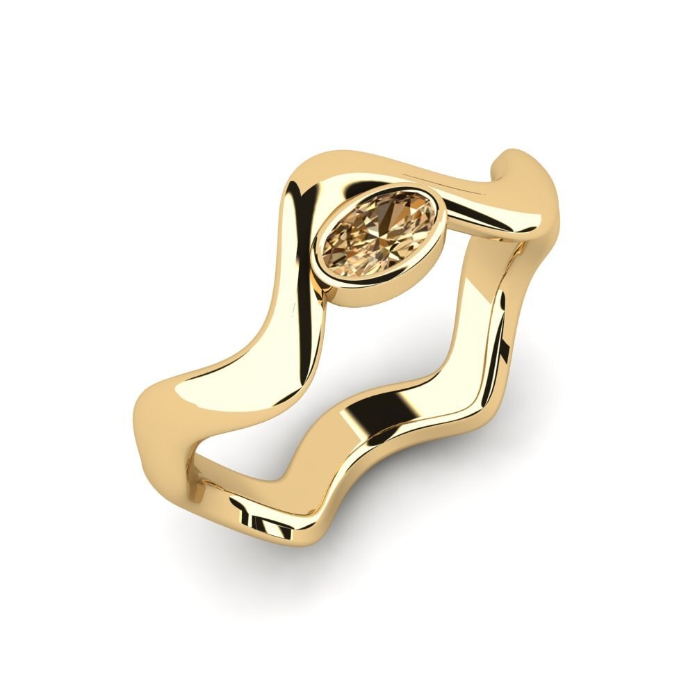 Diamante café Anillo de compromiso Junpo - Oval