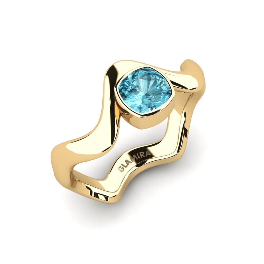 Zircon Bleu Bague de fiançailles Junpo - Cushion