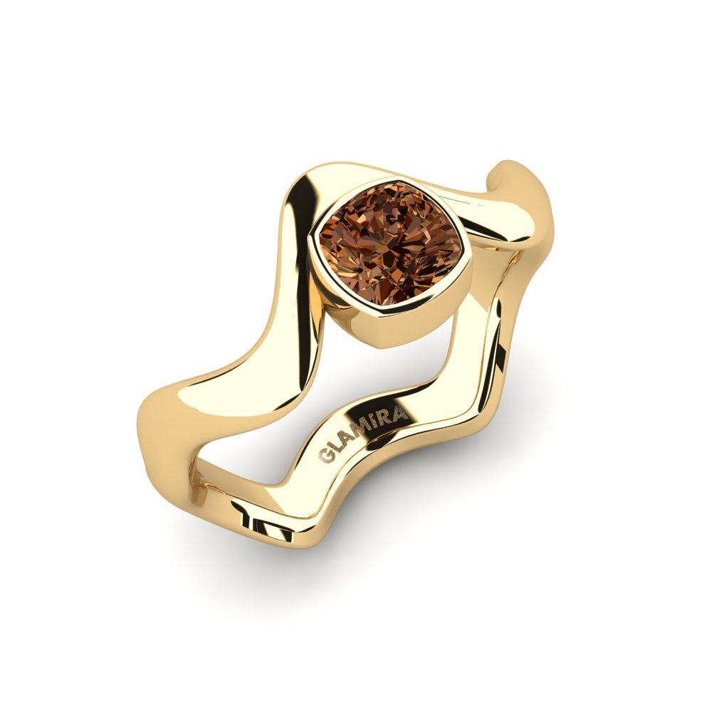 Diamante café Anillo de compromiso Junpo - Cushion
