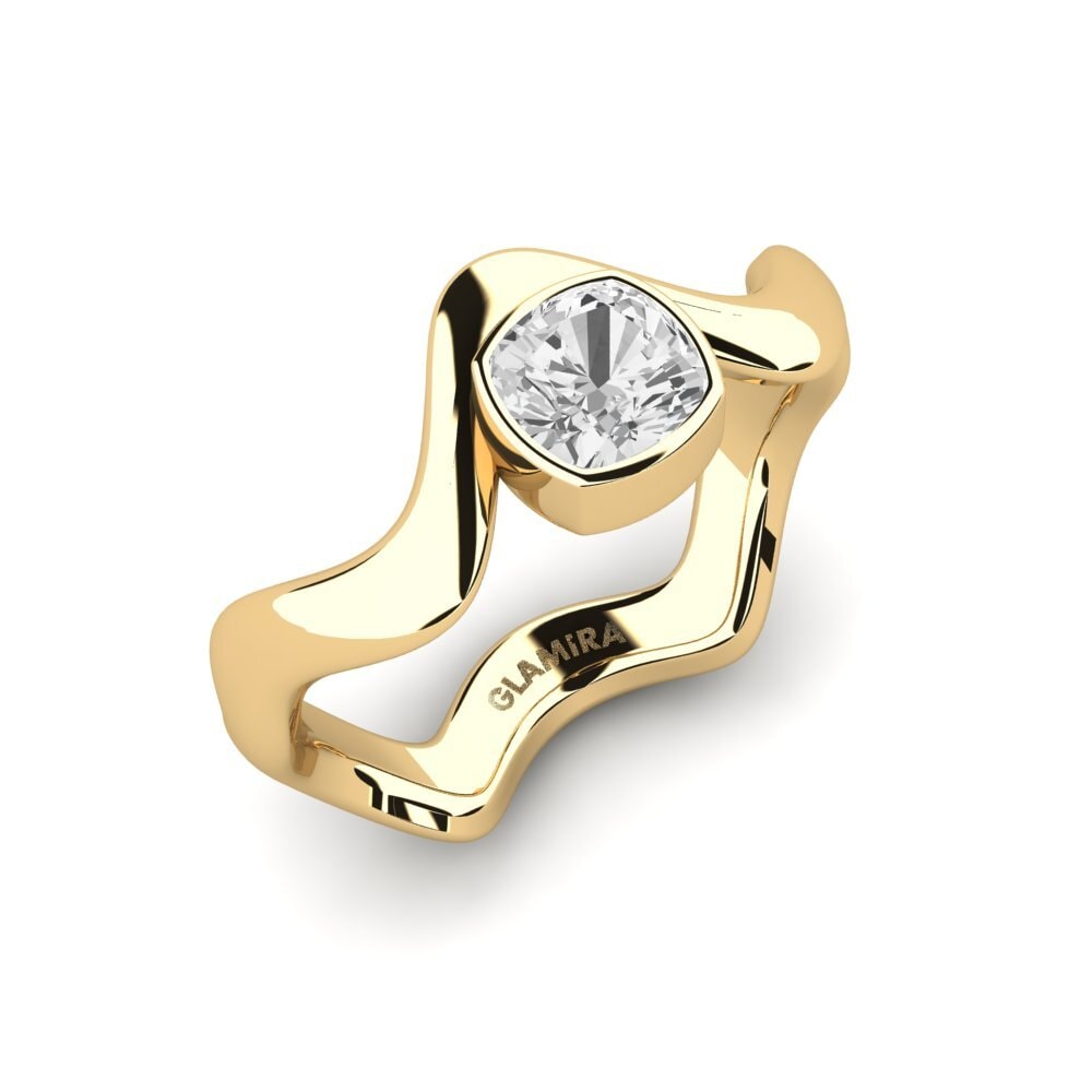 Zafiro blanco Anillo de compromiso Junpo - Cushion