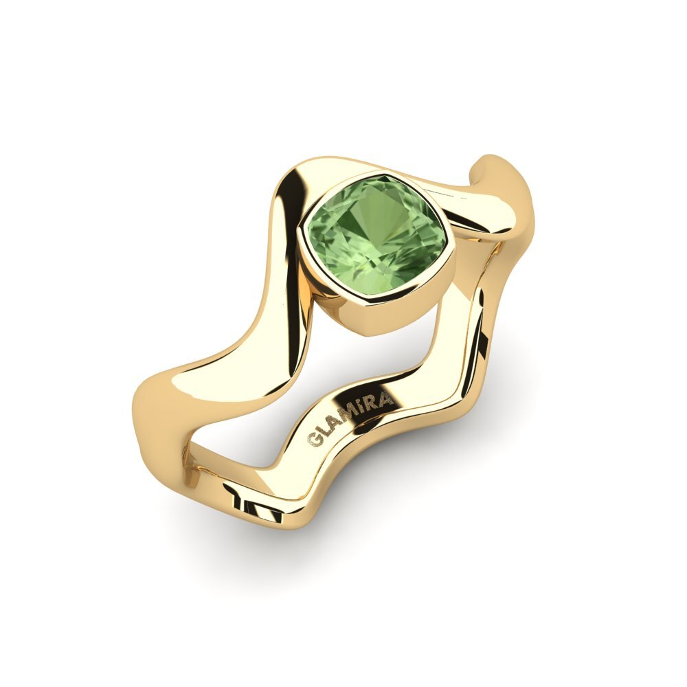 Zafiro Verde Anillo de compromiso Junpo - Cushion