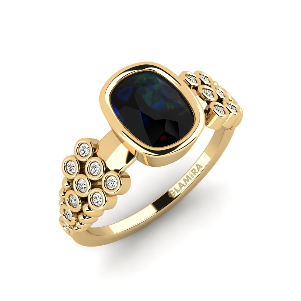 Black Opal Engagement Ring Kamstar - Cushion