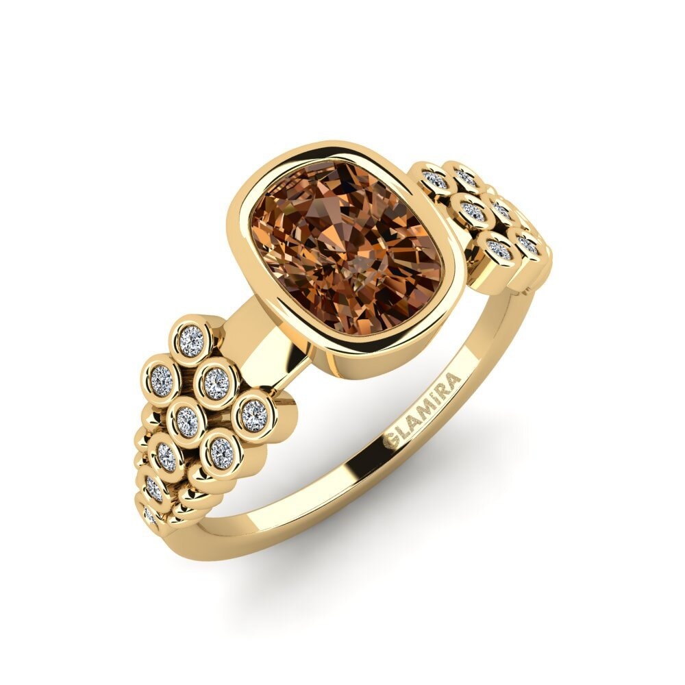 Diamante café Anillo de compromiso Kamstar - Cushion
