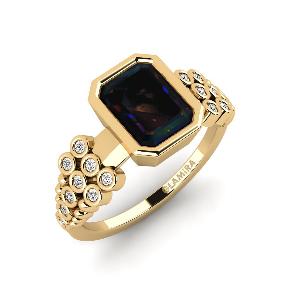 Black Opal Engagement Ring Kamstar - Emerald