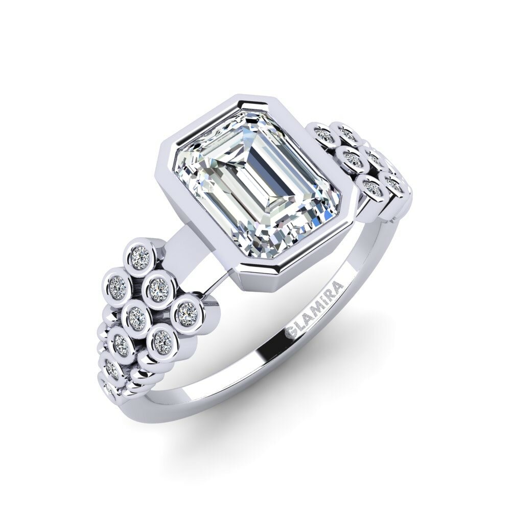 Pallad 950 Pierścionek zaręczynowy Kamstar - Emerald