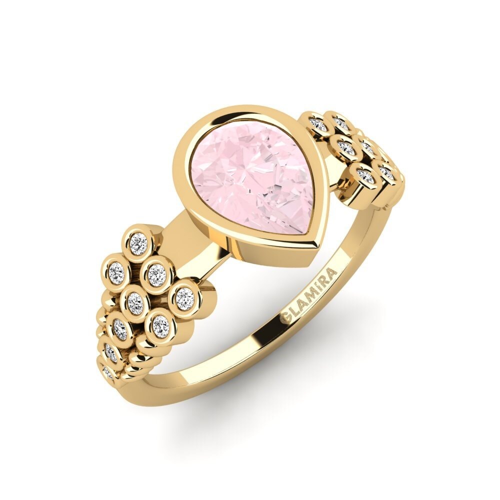 Pera Cuarzo rosa Anillo de compromiso Kamstar - Pear
