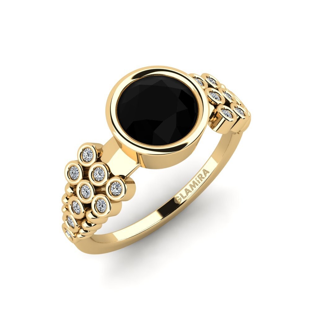Schwarzer Saphir Verlobungsring Kamstar - Round