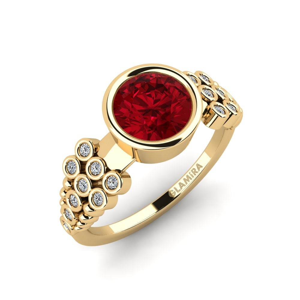 Red Zirconia Engagement Ring Kamstar - Round