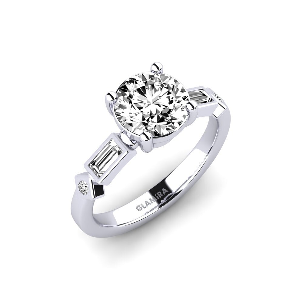 Conga Rings Order 1.6 Carat Round cut White Gold Moissanite Engagement Ring Conga ...