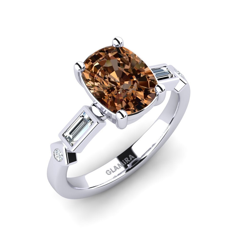 Diamante café Anillo de compromiso Conga - Cushion