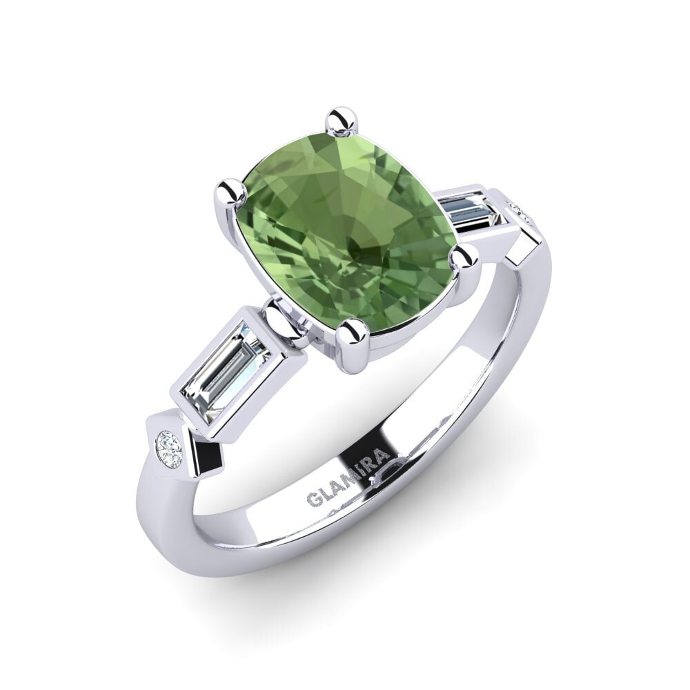 Zafiro Verde Anillo de compromiso Conga - Cushion
