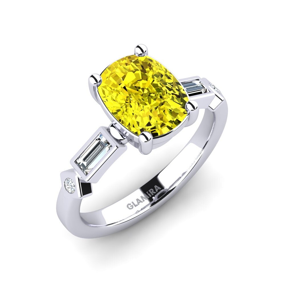 Diamante Amarillo Anillo de compromiso Conga - Cushion