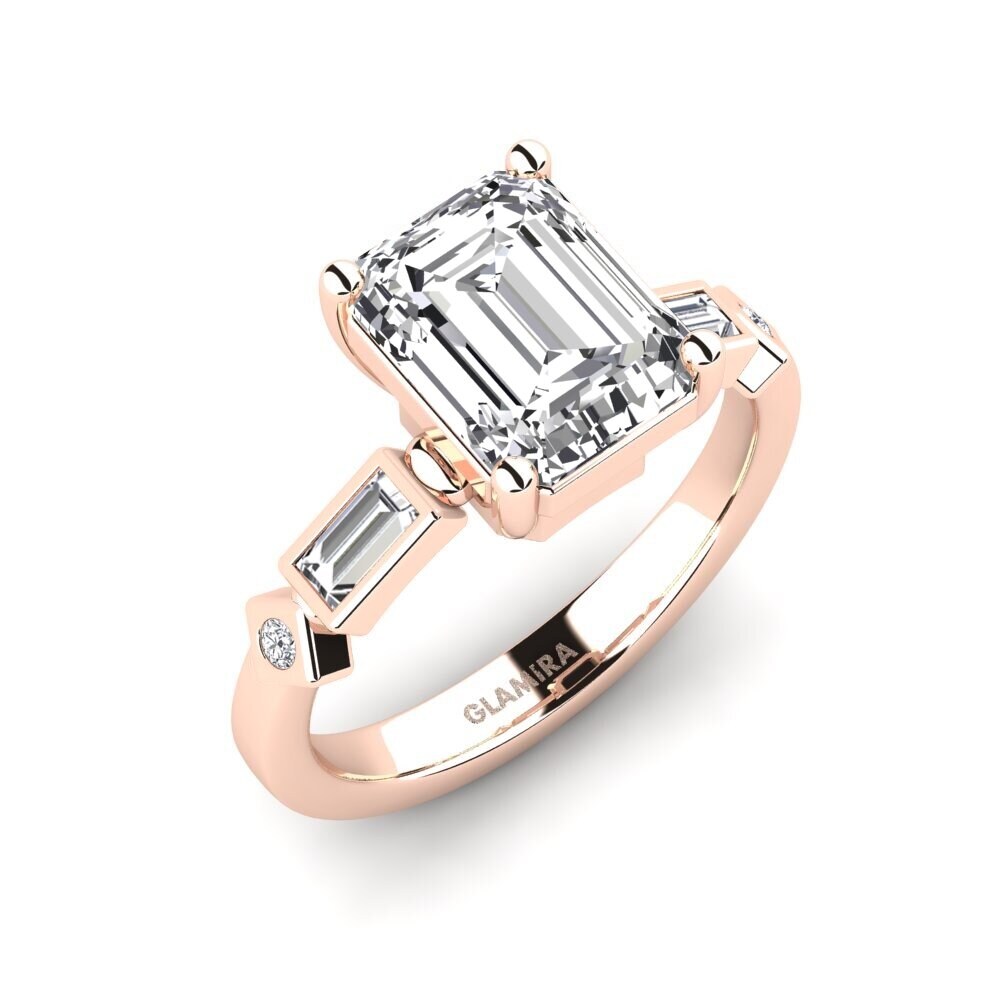 Conga Rings Engagement Ring Conga - Emerald in 2.68 Carat Emerald Cut cut 18ct Rose ...