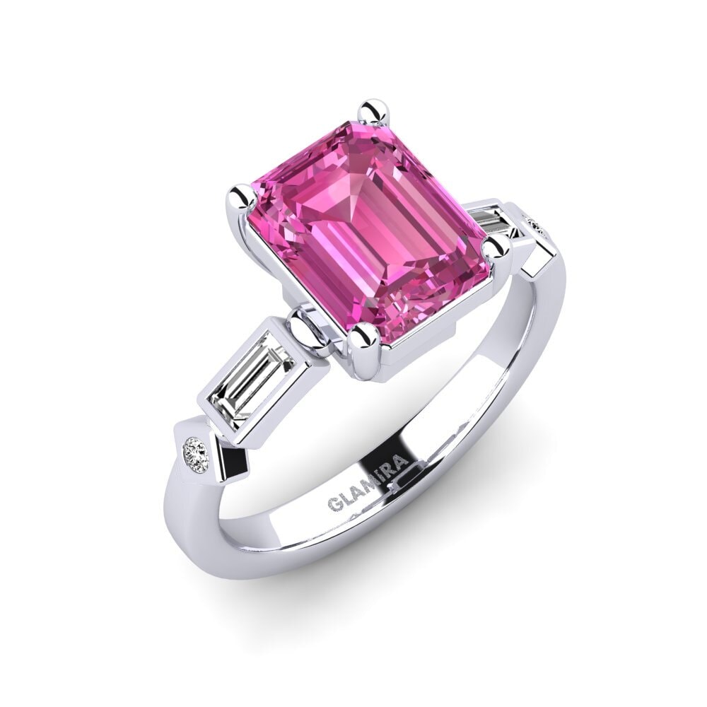 Topázio Rosa Anel de Noivado Conga - Emerald