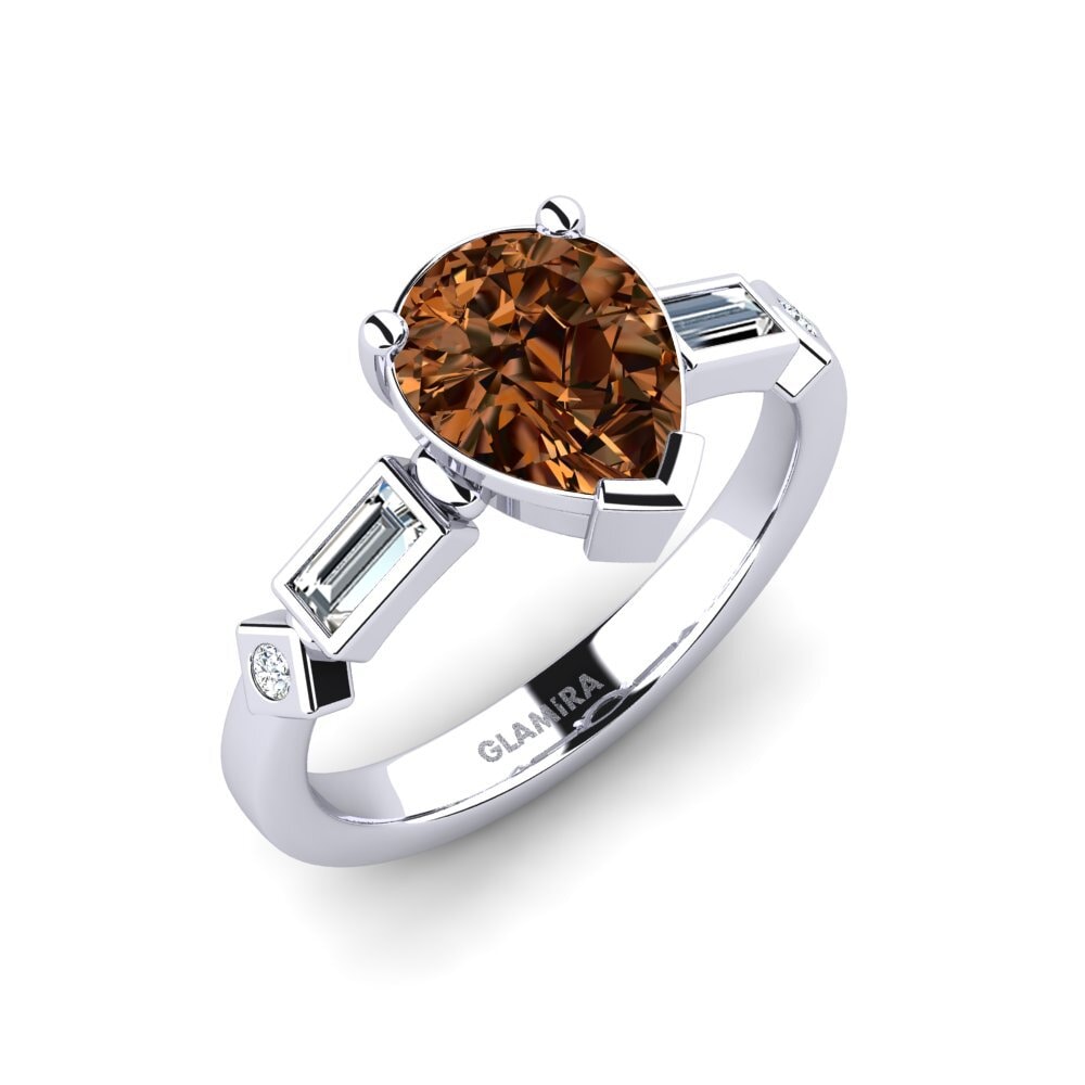 Diamante café Anillo de compromiso Conga - Pear