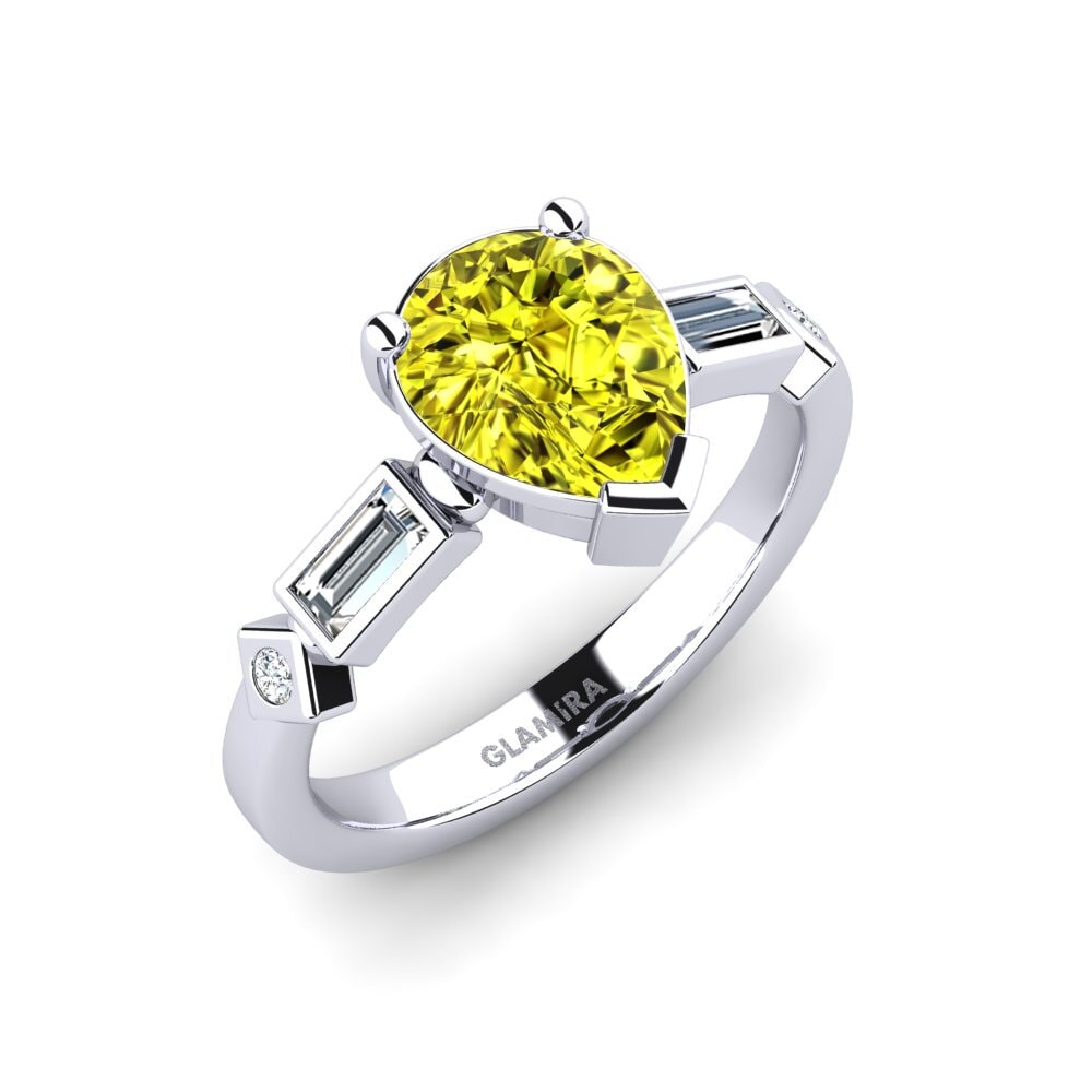 Diamante Amarillo Anillo de compromiso Conga - Pear
