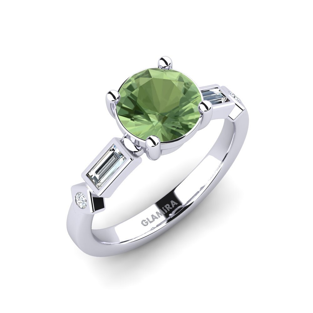 Zafiro Verde Anillo de compromiso Conga - Round