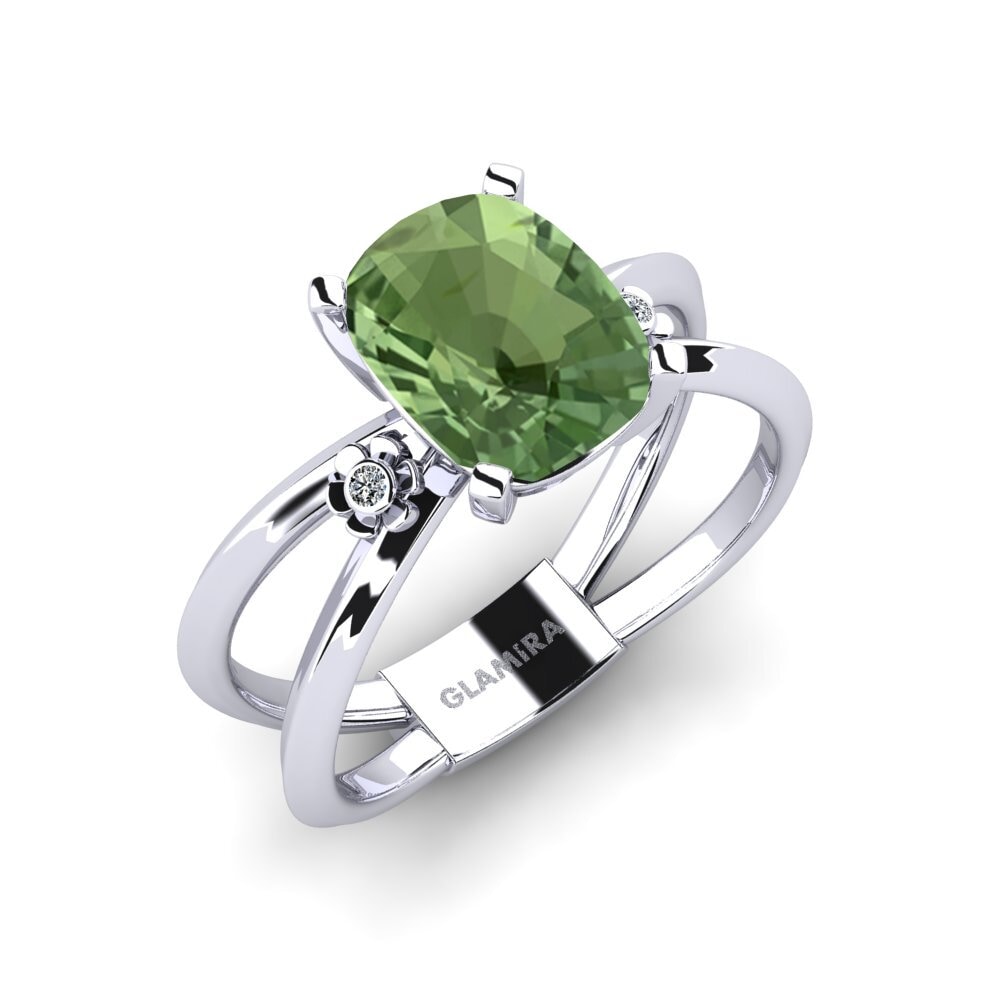 Zafiro Verde Anillo de compromiso Dallso - Cushion