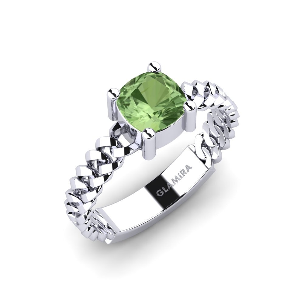 Zafiro Verde Anillo de compromiso Ducta - Cushion