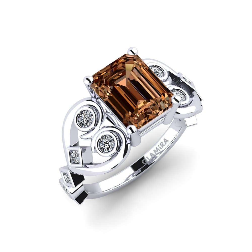 Emerald Cut Brown Diamond Engagement Ring Enplis - Emerald